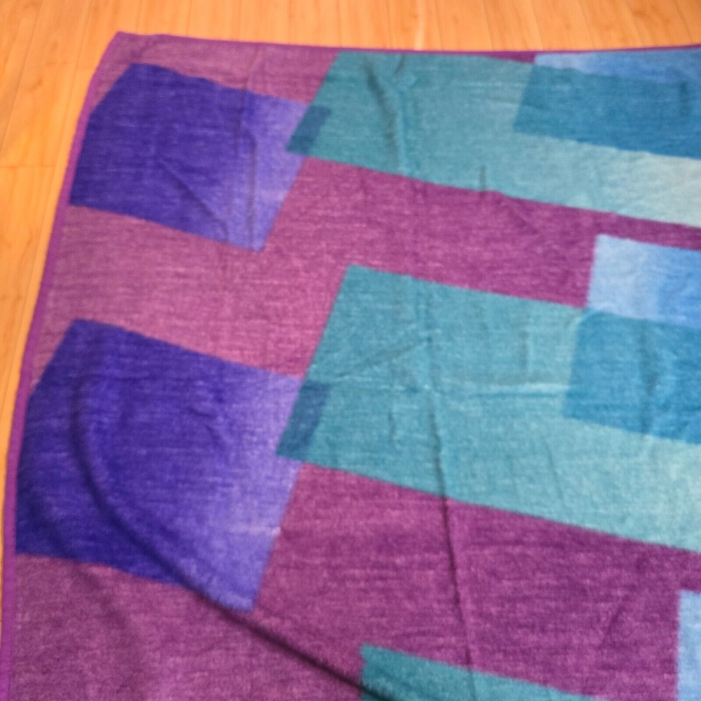Dolan Geometric Throw Blanket Unisex‎ Large Purple Blue Teal Vintage Retro - Picture 3 of 8